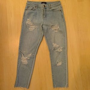 Extra ripped mom jeans - light blue. Fits like 25